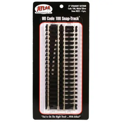 Code 100 6" Straight Snap-Track (4pkg) **HO Scale - Atlas