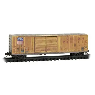 Union Pacific UP 50' Rib-Side Double-Door Boxcar Weathered 2-Pack #300331, 300432 In Jewel Cases **N Scale - Micro-Trains Line - Image 2