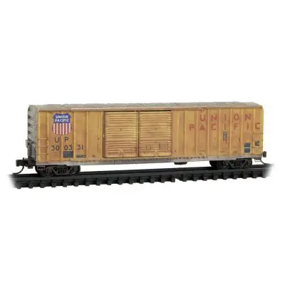 Union Pacific UP 50' Rib-Side Double-Door Boxcar Weathered 2-Pack #300331, 300432 In Jewel Cases **N Scale - Micro-Trains Line - Image 3