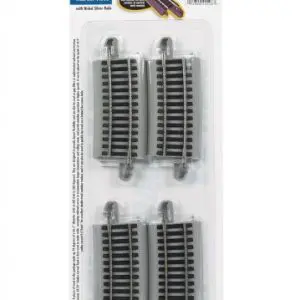 33.25" Radius 6 Degree Curved Nickel Silver E-Z Track w/Grey Roadbed (4pkg) **HO Scale - Bachmann